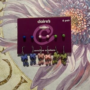 6 pairs of earrings from Claire’s. New Never worn. Mix and match. Butterflies